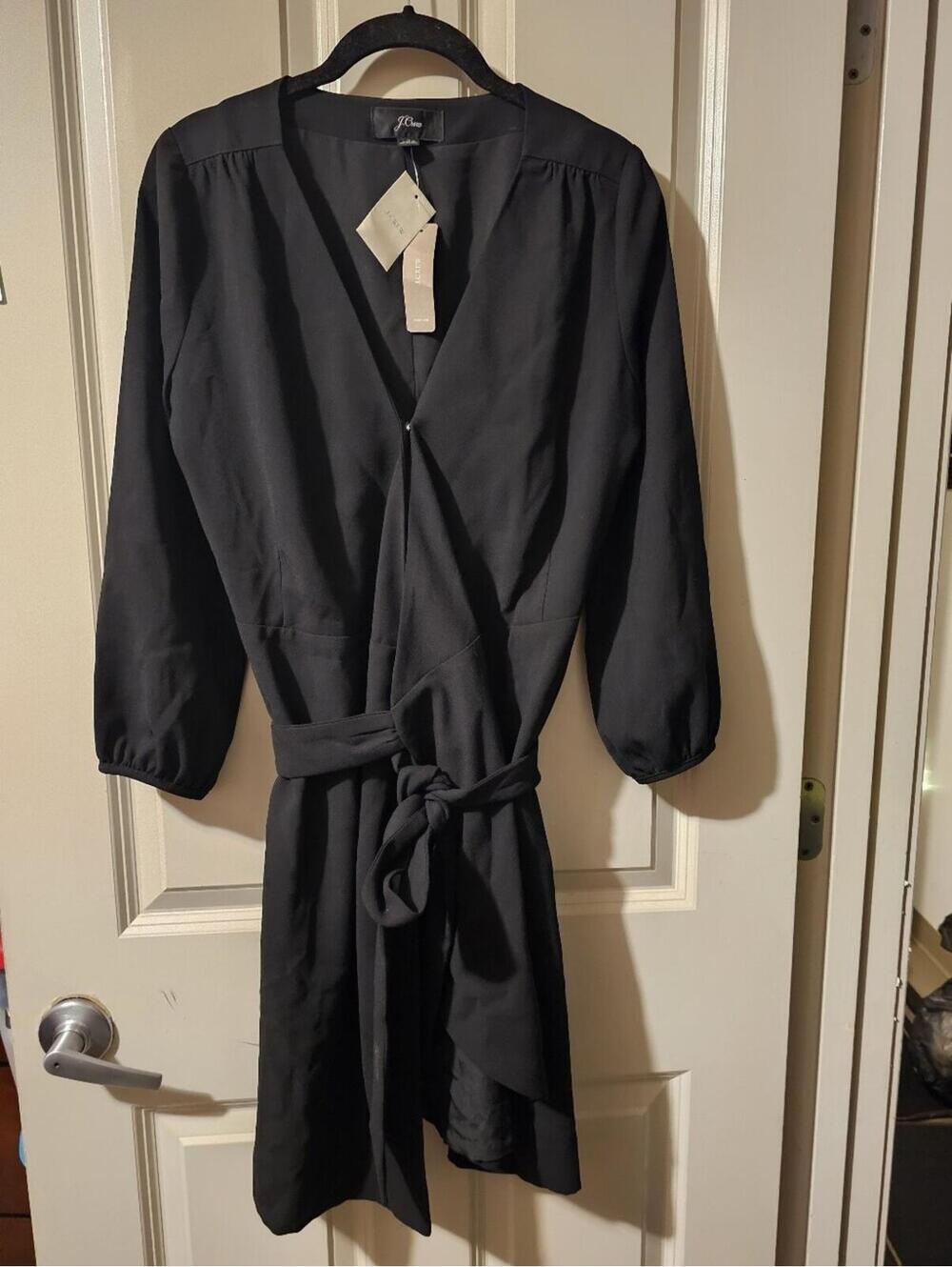 J. Crew Black Wrap Tie Waist Dress Size 4